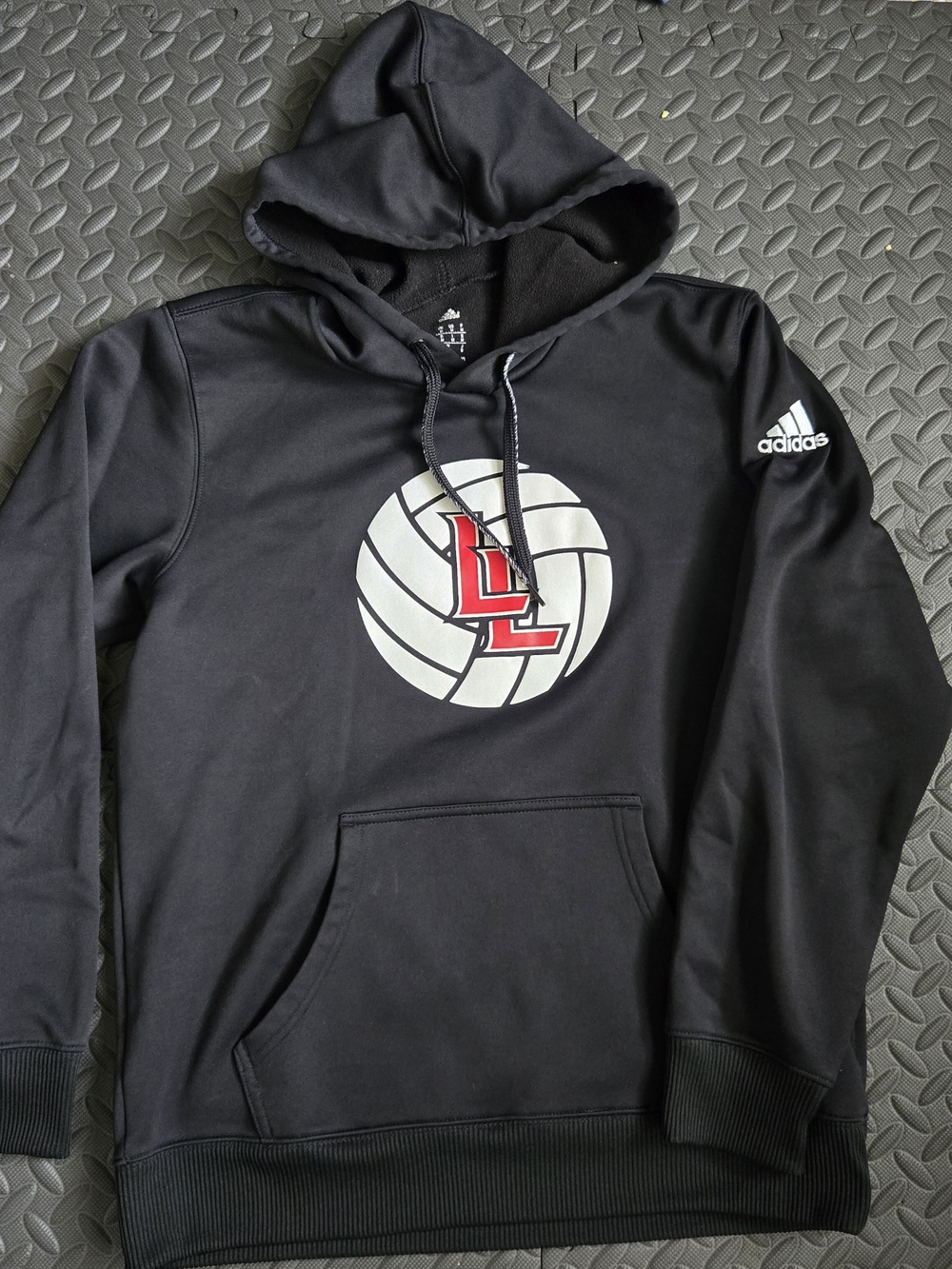 Adidas Men’s Black Hooded Pullover with Red Logo